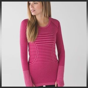 Lululemon Swiftly Tech Long Sleeve Red Heathered Rumbleberry Size 8